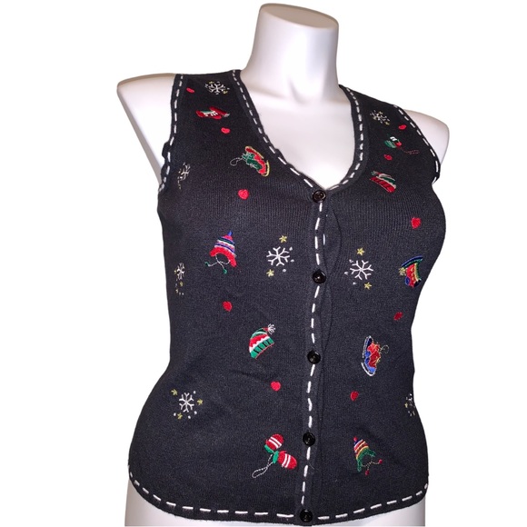 Pappagallo Christmas Theme Holiday Vest, Size Small - Picture 3 of 16